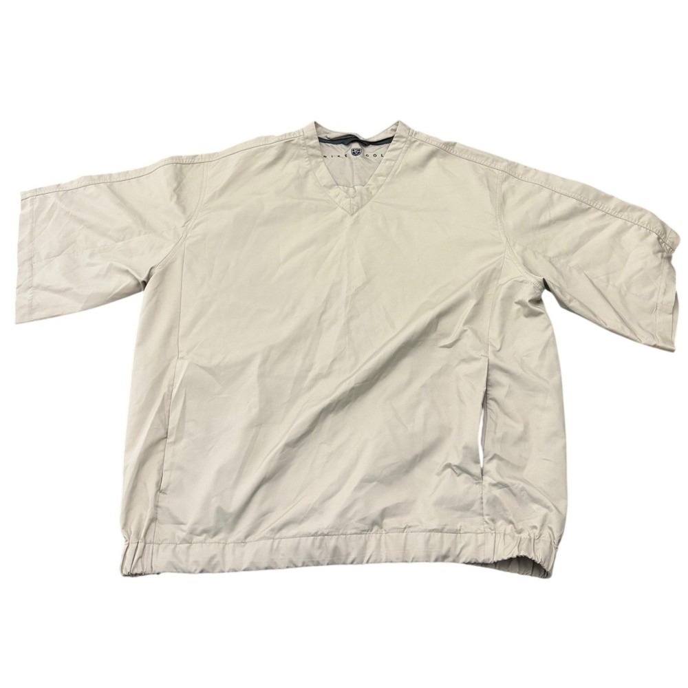 Nike‎ Golf Mens Y2K Short Sleeve Windshirt Pullover Tan Shield Logo Size Large